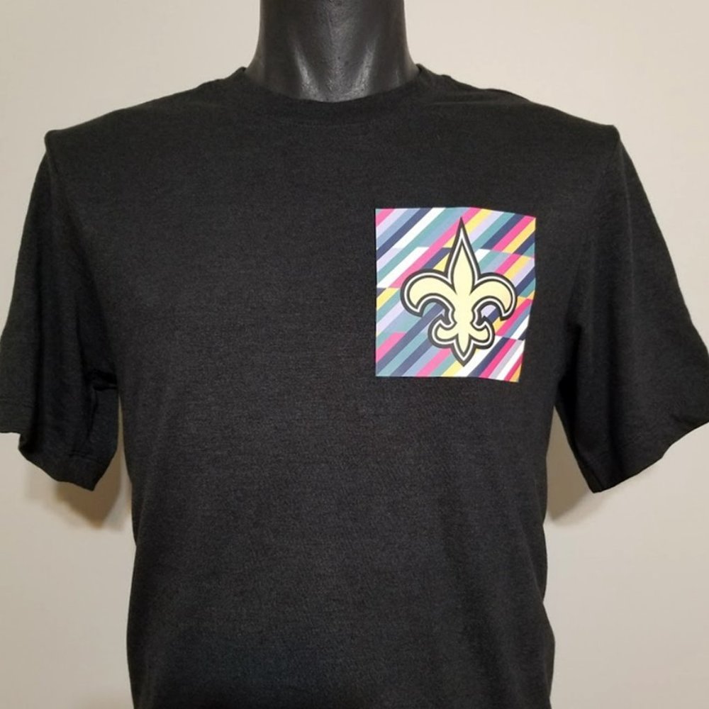 Nike New Orleans Saints Crucial Catch T Shirt NFL Football Cancer Awareness NEW